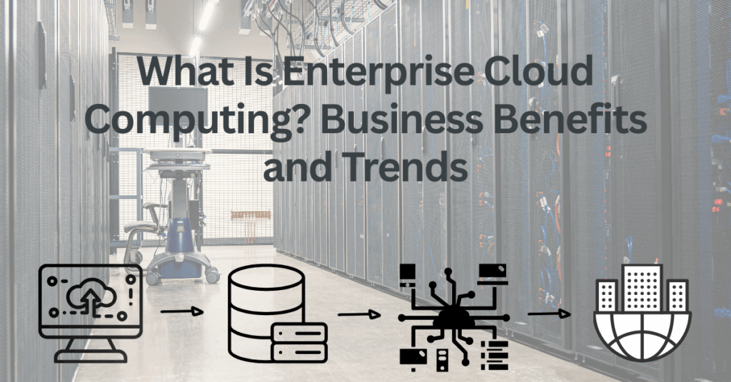 Sketch showing cloud computing structure with cloud, servers, and business network